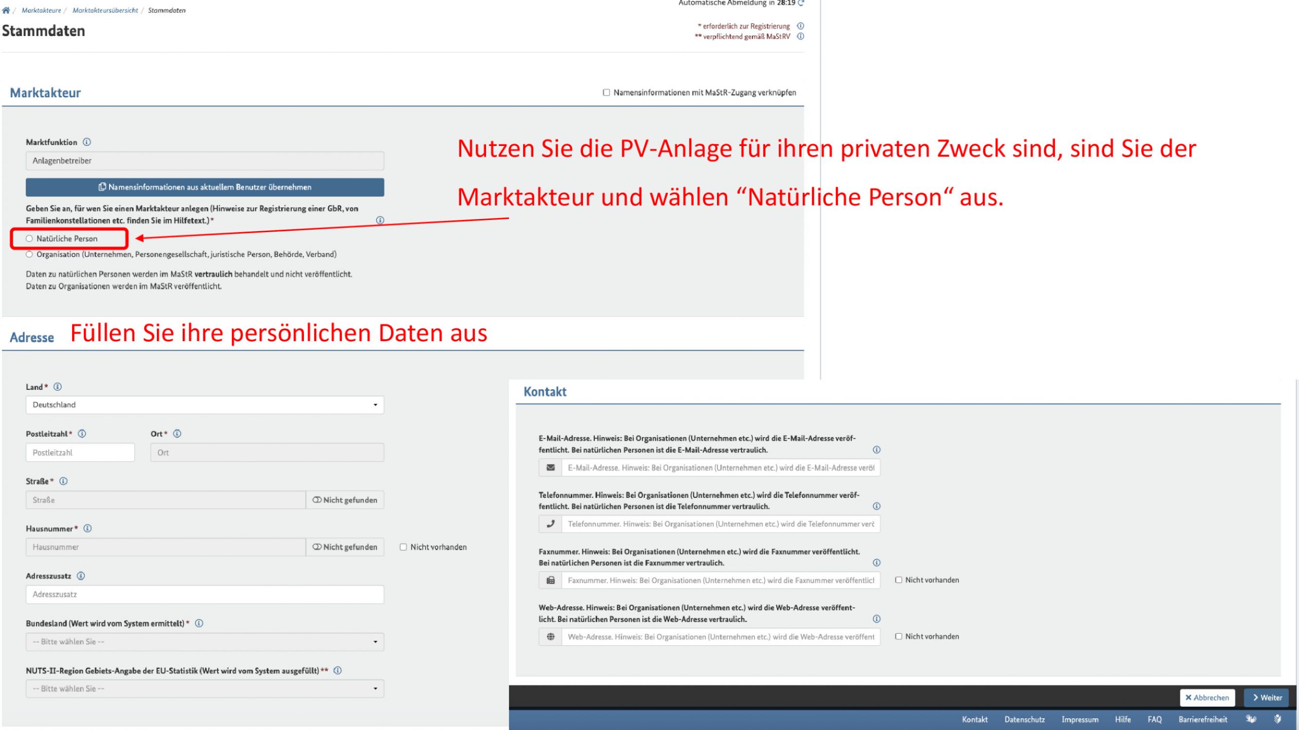 Erfassung des Anlagenbetreibers als Marktakteurs